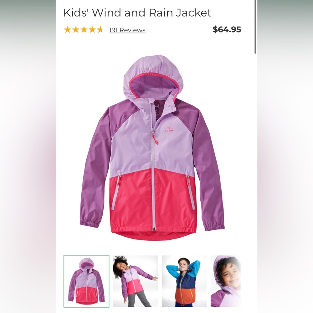 L.L. Bean Kids Raincoat - Purple and Pink